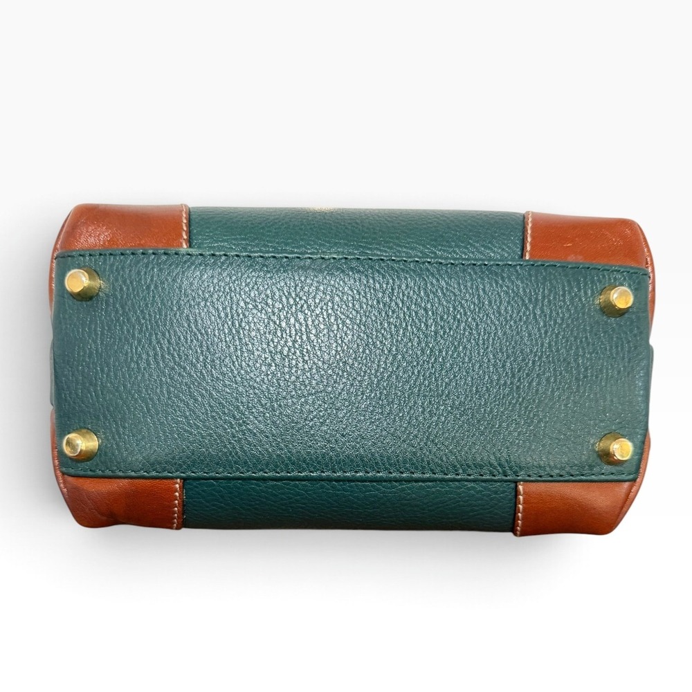 Bally Forest Green Cognac Leather Dome Crossbody Bag Italy Vintage - Picture 5 of 9